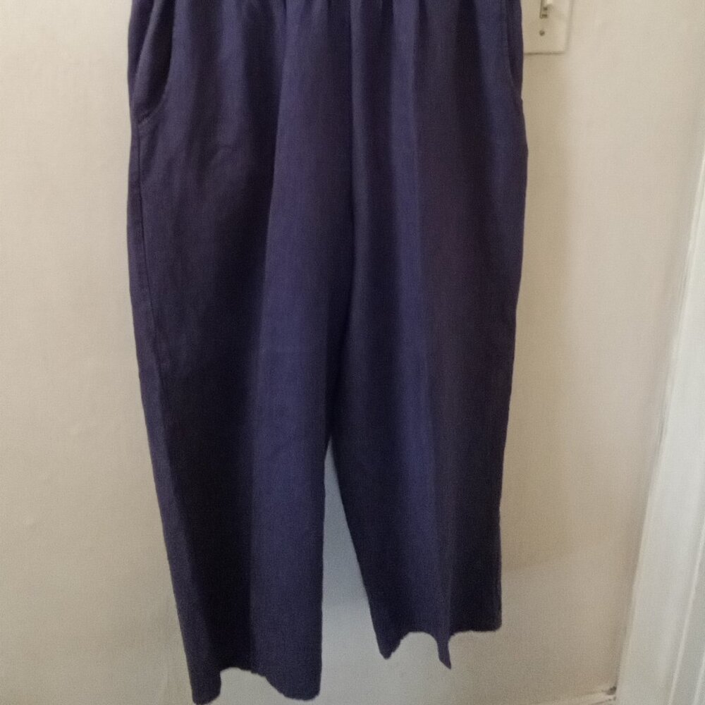Flax Wide Leg Linen Pants in Purple